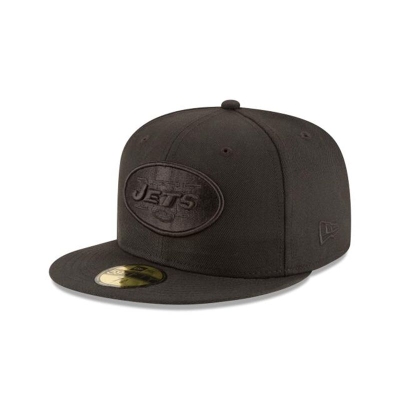 New York Jets Gorra | New Era NFL Black On Black 59fifty Fitted Cap Mexico - Negros